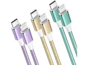 USB C to Lightning Cable 3Pack 6ft MFi Certified iPhone Fast Charger Type c to Lightning Cable Multiple Colors Nylon Braided iPhone Cord for iPhone 14 13 12 11 Pro Max Xr Xs X 8 7 6