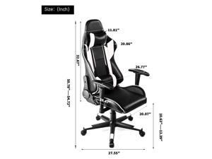 NAVINE Ergonomic Gaming Chair Racing Style Computer Chair Adjustable Height High Back PC Computer Chair with Headrest and Lumbar Support Executive Office Chair (white)