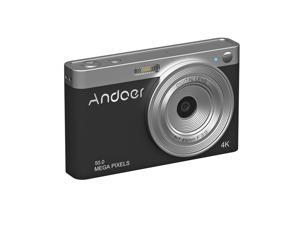 Andoer Compact 4K Digital Camera Video Camcorder 50MP 2.88Inch IPS Screen Auto Focus 16X Zoom Anti-shake Face Detact Smile Capture Built-in Flash with 2pcs Batteries Carry Bag Wrist Strap for Kids