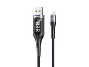 Remax Fast Charging Cable with Digital Display Timing Charge,2.1 A Braided USB-A To Type-C Charger Cord Connector,With Data Transfer Compatible with Type-C Devices,Black Remax Fast Charging Cable with Digital Display Timing Charge,2.1 A Braided USB-A To Type-C Charger Cord Connector,With Data Transfer Compatible with Type-C Devices,Black
