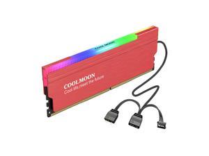 COOLMOON 5V ARGB Memory Cooler for Narrow/Wide/Single/Dual Sided RAM Aluminium Alloy Heatsink Support Syncing Lighting Effect, Red