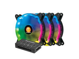 Thermaltake 120mm RGB Silent Case Fan with ARGB Controlling Hub Sync Lighting Effect 20 Lighting Modes 34.24 CFM 1300RPM, 3 Packs