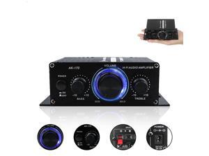 Mini Black Compact Audio Amplifier, with LED lights, 4-16O 400 Watt 2 Channel Amp, Audio Sound Auto Small Speaker