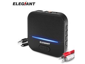 ELEGIANT Bluetooth 5.0 Receiver 3D Surround Sound HiFi Stereo Support aptX-Low Latency Built-in Mic 3.5 mm AUX/RCA Connect to Home Stereo | BTI-036