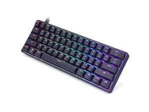Wired Gaming Keyboard, RGB Backlit Ultra-Compact Mini Keyboard, Waterproof Mini Compact 61 Keys Keyboard for Win Gamer, Typist, Travel, Easy to Carry on Business Trip (Black)