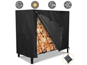 Firewood Rack Cover, Outdoor Log Rack Cover 4 feet 420D Waterproof,48(L)x24(W)x42(H) inches, black