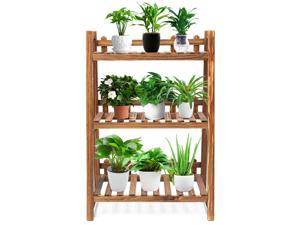 Plant Stand Wooden Bonsai Stand Plant Display Rack Storage Shelf Household Outdoor Indoor 3 Tiers with 3 Gardening Tools