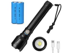LED Flashlight, Rechargeable Flashlights with 10000mAh Battery, Bright 90000 Lumens IPX6 Water-Resistant,Searchlight for Camping,Home, Emergency