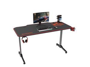 BlitzWolf® BW-GD2 Gaming Desk 55'' Wide Spacious Desk Computer Table Gamer Workstation Ergonomic Design with Full Desk Mouse Pad Game Handle Rack Cup Holder and Headphone Hook Holder for Home Office