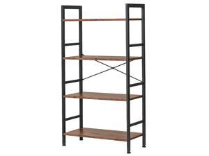 4 Tier Industrial Ladder Bookcase Bookshelf Bookshelves with Metal Frames Storage Shelves Organizer Display Rack Book Shelves and Bookcases