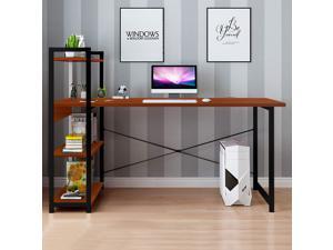 4FT Computer Desk PC Laptop Corner Gaming Table Study Workstation Brown