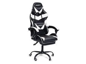Gaming Chair Racing Ergonomic 150° Recliner Thick Padded Back Integrated Armrest Restractable Footrest for Home Office
