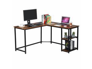Industrial Rustic L Shaped Computer Desk with Shelves Home Office Gaming Table Industrial Rustic L Shaped Computer Desk with Shelves Home Office Gaming Table