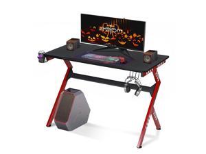 43" Computer Gaming Desk Carbon Fiber Surface with Headset & Cup Holder PC Table 43" Computer Gaming Desk Carbon Fiber Surface with Headset & Cup Holder PC Table