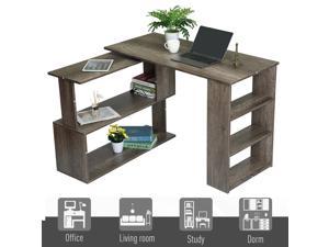 43.3 inch 360 Degree Rotatable/Foldable L-Shaped Corner Desk Gaming Computer PC Writing Workstation For Home Office