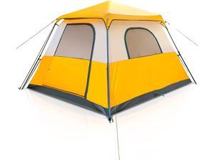 Camping Tent Instant Setup 6 Person Pop Up Tents Family Tent Waterproof Sturdy Double Layer Tent Four Season Tents 118"×106"×71" Yellow