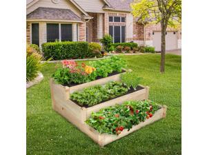 3 Tier Wood Planter Box Raised Garden Bed 4FT Elevated Garden Bed for Backyard Outdoor Indoor