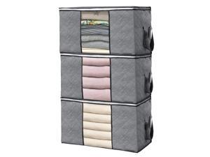 3 Pack 90L Large Capacity Clothes Storage Bags, Foldable Storage Bag Space Saver with Clear Window & Carry Handles