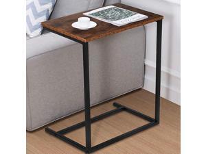 C Shaped Side Sofa Table C Table End Table Laptop Desk PC Computer Desk Snack Table Couch Tray Side Table with Metal Frame