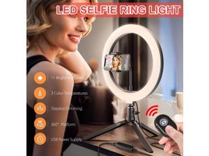 Ring Light with Stand, BlitzWolf 10.2" Selfie Ring Light with Tripod Stand and Phone Holder, Dimmable Makeup LED Ring Light with Remote Control