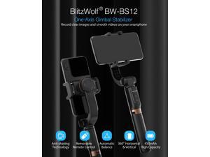 Selfie Stick Tripod, BlitzWolf Mini Extendable Selfie Stick Bluetooth with Anti-Shaking Stabilizer and Automatic Balance, One-Axis Gimbal