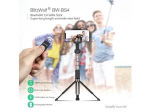 Selfie Stick Bluetooth, BlitzWolf 35 inch Super Long Extendable Selfie Stick with Wireless Remote and Tripod
