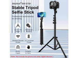 BW-STB1 Stable Tripod Selfie Stick Wireless Remote Shutter Multi-angle Professional Portable Selfie Stick for Phones Cameras Ring Light - Black