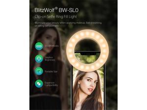 Selfie Ring Light, BlitzWolf Selfie Light with 40 LED & 4 Lighting Modes Rechargeable Clip on Circle LED Light Portable Circle Light for Phone Laptop