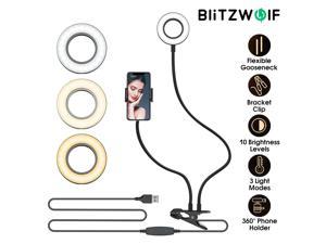 Ring Light with Stand, BlitzWolf LED Selfie Ring Light with Phone Holder for Photo, Video Recording, Vlogging, Makeup, TIK Tok, Video Conference Light