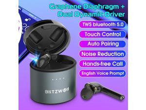 BW-FYE8 TWS bluetooth 5.0 Earphone QCC3020 Graphene Dual Dynamic Driver Touch Control Hands-free Headphone - Black