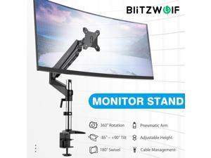 Monitor Stand with Pneumatic Arm 32" Monitor 360°Rotation, -85°~+90°Tilt, 180°Swivel, Adjustable Height and Cable Management - Black
