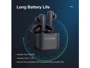 [Dual ANC] BlitzWolf® BW-FYE11 TWS bluetooth V5.0 Earphone Active Noise Reduction AAC HiFi Stereo HD Calls Touch Control Sports Headphone with 4 Mic - Black