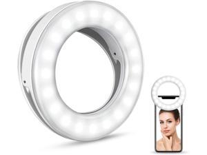 3.5 Inch Selfie Ring Light, Rechargeable Selfie Fill Light with Retaining Clip On, Video Conference Light for Phone, Laptop, Zoom Meeting, Make up