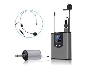Microphone System Headset Mic/Stand Mic/Lavalier Lapel Mic with Rechargeable Bodypack Transmitter & Receiver for iPhone, PA Speaker, DSLR Camera, Recording, Teaching