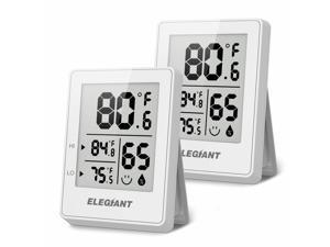 Digital Hygrometer Thermometer 2 Packs, ELEGIANT Mini Indoor Outdoor Thermometer Hygrometer 10s Refresh Fahrenheit Celsius Optional Comfort Indicator 4 Mounted Ways