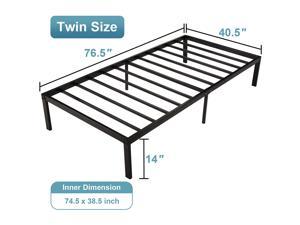 14" Tall Heavy Duty Steel Slat Platform Foundation Bed Frame Sturdy Bedroom
