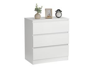 3 Drawers Nightstand, Wooden Bedside Storage Cabinet, End Side Table Chest, for Home Furniture, Bedroom Living Room Decor, White