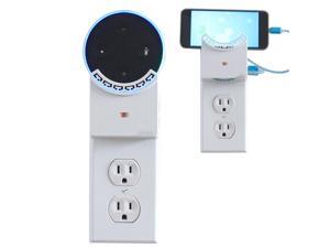 Dual USB Phone Charging Holder Outlet Wall Plug Socket Lamp Night Light Shelf