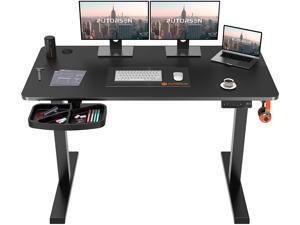 PUTORSEN Adjustable Height Electric Standing Desk, 48 x 24 Inches Stand Up Home Office Desk with Splice Tabletop, Black Frame/Black Top PUTORSEN Adjustable Height Electric Standing Desk, 48 x 24 Inches Stand Up Home Office Desk with Splice Tabletop, Black Frame/Black Top