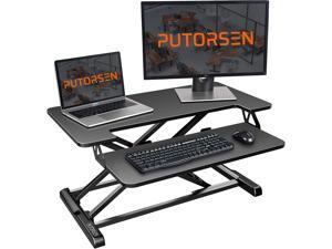 PUTORSEN 32” Standing Desk Converter w/ Height Adjustable, Black