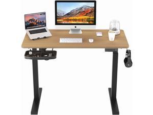 PUTORSEN Electric Height Adjustable Standing Desk, 48 x 24 Inches Sit Stand Home Office Table with Splice Board, White Frame/Cyan Chestnut Top Stand Up Computer Desk with Memory Preset Controller PUTORSEN Electric Height Adjustable Standing Desk, 48 x 24 Inches Sit Stand Home Office Table with Splice Board, White Frame/Cyan Chestnut Top Stand Up Computer Desk with Memory Preset Controller