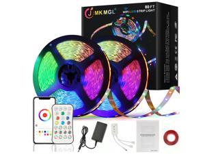 JMKMGL WiFi Smart Led Strip Lights,80ft APP Control Light Strips Work with Alexa and Google Assistant,5050 RGB Music Sync Color Changing Led Lights for Bedroom Home TV Parties with ETL FCC