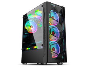 ALAMENGDA Ice Diamond -High Airflow Honeycomb Full-metal Mesh Design, ATX Mid-Tower, Digital-RGB Lighting, Support 120mm*8 RGB/LED Case Fans, Tempered Glass, Dual System Capable Black