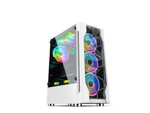 ALAMENGDA Ice Diamond -High Airflow Honeycomb Full-metal Mesh Design, ATX Mid-Tower, Digital-RGB Lighting, Support 120mm*8 RGB/LED Case Fans, Tempered Glass, Dual System Capable White-Without Fans