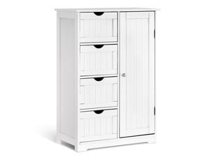 Ivinta Bathroom Storage Cabinet Organizers, Small Entryway Cabinet with 4 Drawers & 1 Door, Freestanding Towel Cabinet Cupboard, White