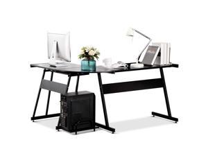 Reversible Black Gaming Desk 58 inch Corner Desk Modern L-Shaped Desk Computer Desk