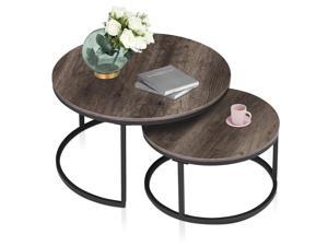 Ivinta Modern Round Nesting Coffee Table Sets, Tea Table for Living Room Brown