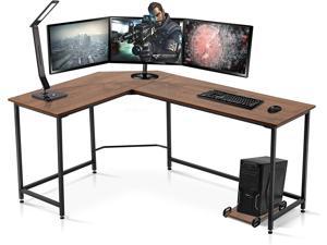 Ivinta Computer Desk Gaming Desk L Shaped Desk Office Desk Corner Desk Modern Writing Desk Executive Desk PC Gaming Desk Study Desk for Small Space (Brown)