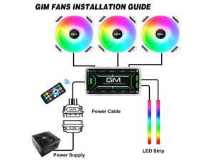 GIM KB-28 RGB Case Fans, 3 Pack 120mm Quiet Computer Cooling LED Fan for PC case and CPU Cooler, Colorful Rainbow Speed Adjustable Cooler with Hub GIM KB-28 RGB Case Fans, 3 Pack 120mm Quiet Computer Cooling LED Fan for PC case and CPU Cooler, Colorful Rainbow Speed Adjustable Cooler with Hub