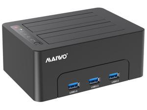 MAIWO Dual Bay USB 3.0 Hard Drive Docking Station Dock for 2.5" & 3.5" SATA HDD SSD with 3 Ports USB3.0 HUB and Tool-Free Offline Clone/Duplicator Function Support 18TB Per Drive